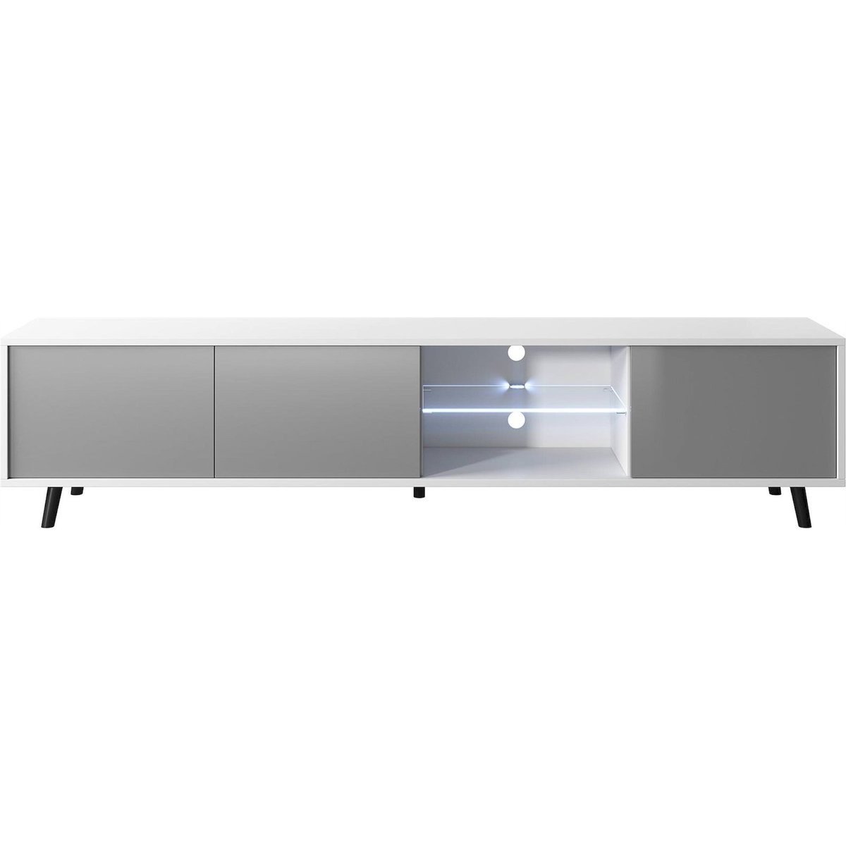 Meuble tv avec éclairage LED intégré gris chiné, RECOLLECTION