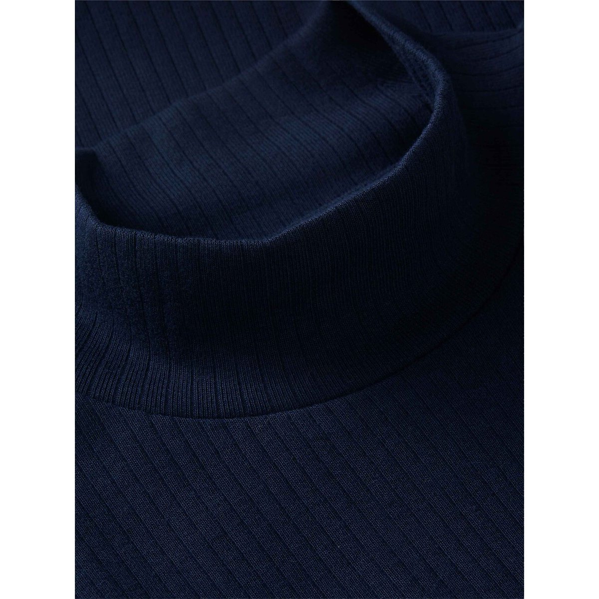 T-shirt manches longues, col montant, en côtes marine, TOMMY HILFIGER