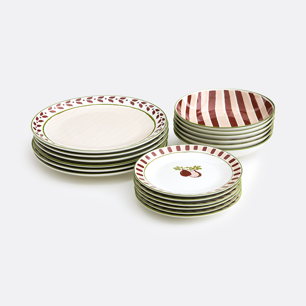 Service de table 18 pièces en porcelaine, FIGUE multicolore, LA REDOUTE INTERIEURS