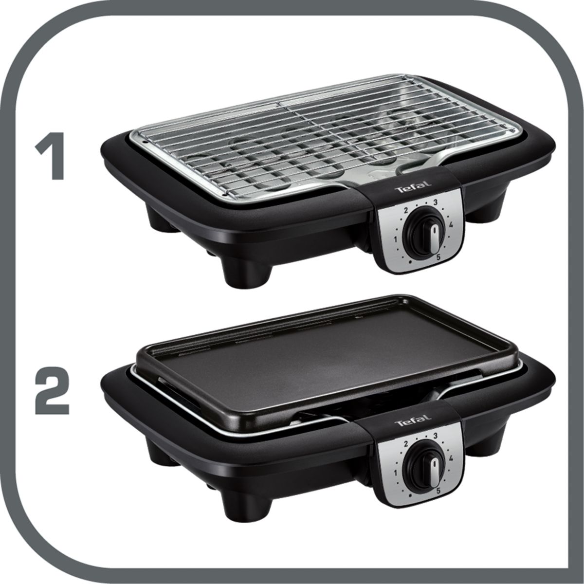 Barbecue électrique BG931812 easygrill 2 en 1 sur pieds, 35x21 cm noir, TEFAL