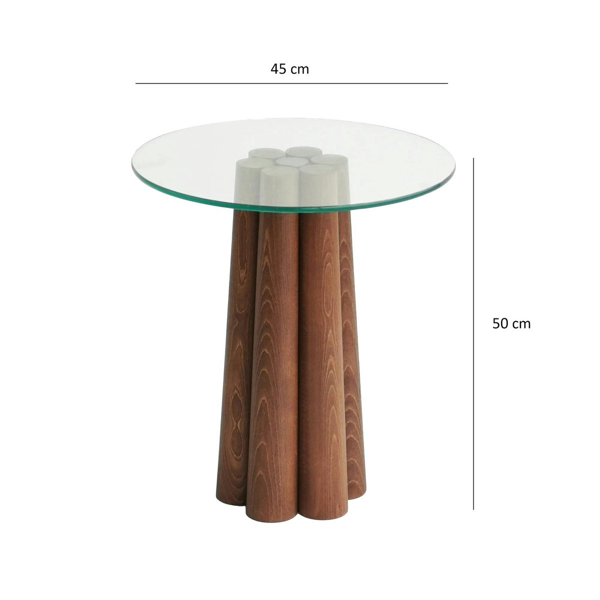 Bout de canapé en verre et bois brun - base sculptée ANZIO bois naturel, PIER IMPORT