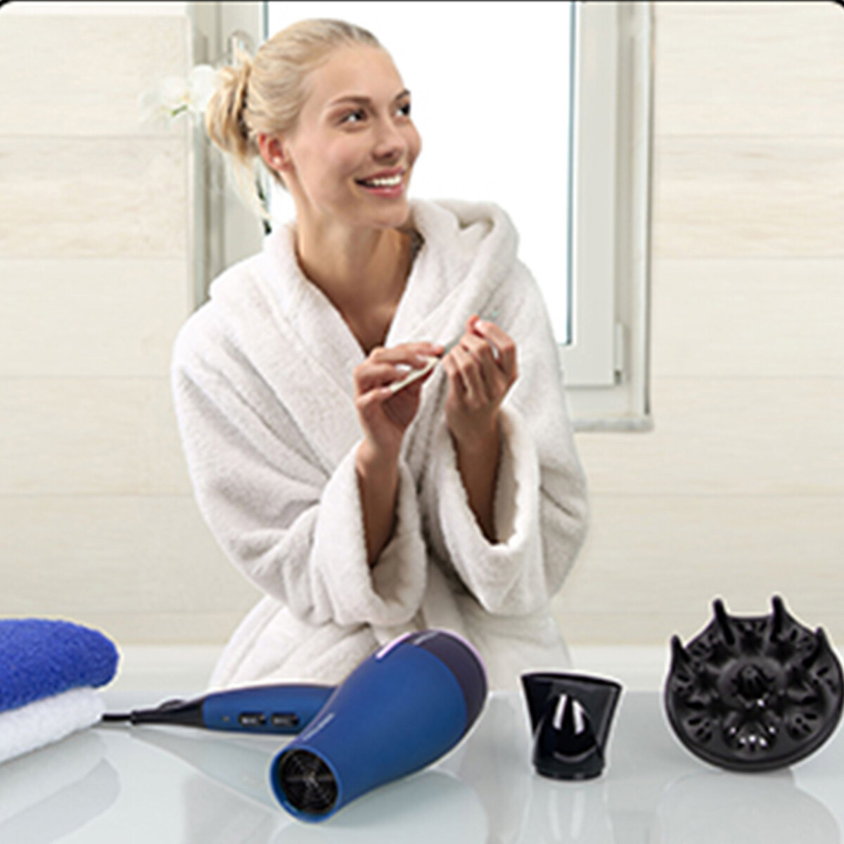 Secador de cabelo profissional sensor toque, da proficare verde-acinzentado, PROFICARE