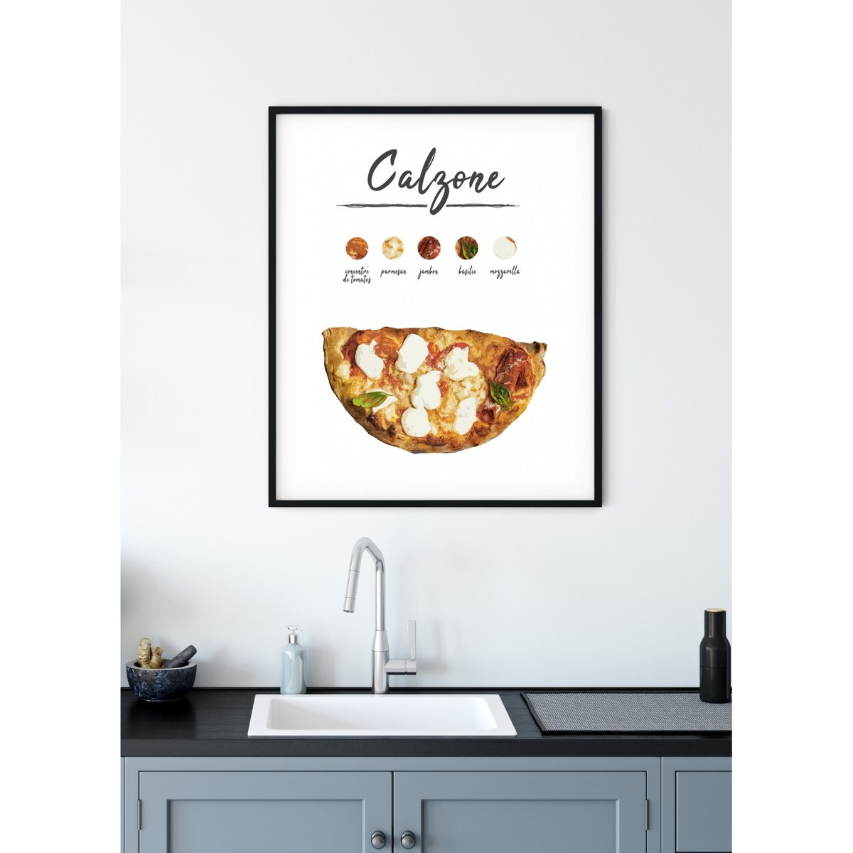 Affiche Pizza Calzone blanc, L'AFFICHERIE