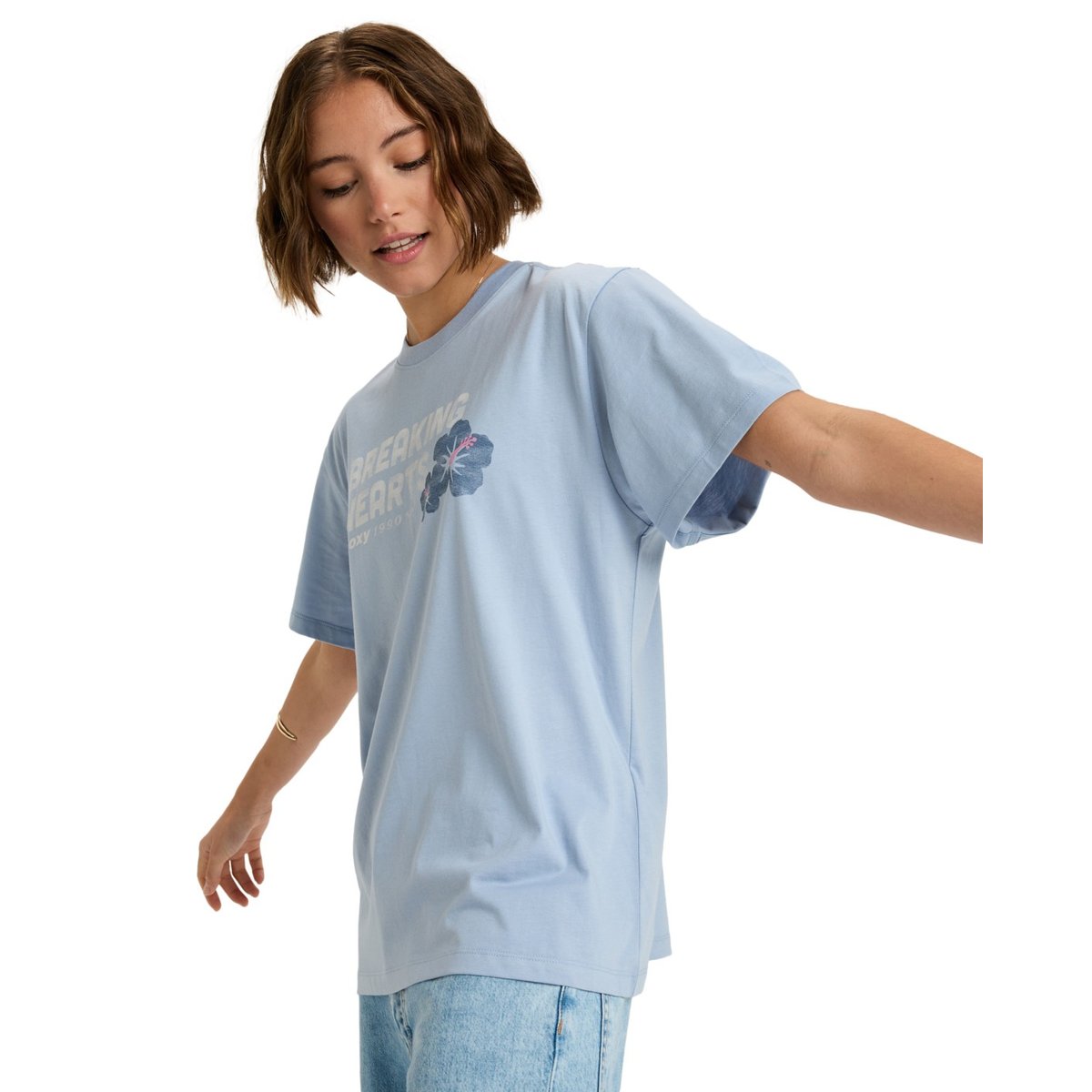 T-Shirt, manches courtes, col rond, . bleu blue blizzard, ROXY