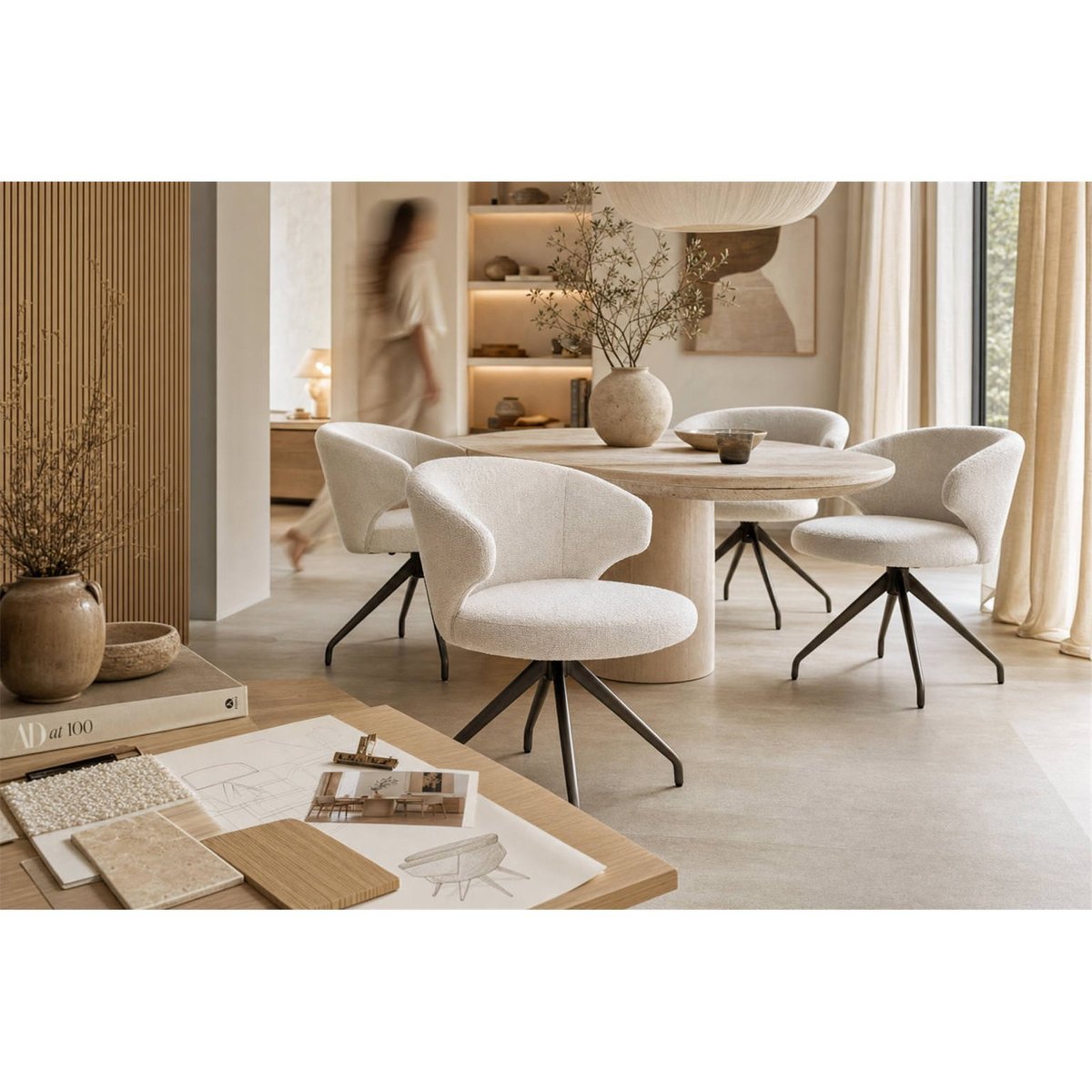 Chaise de salle à manger pivotante enveloppante biscotti, RECOLLECTION