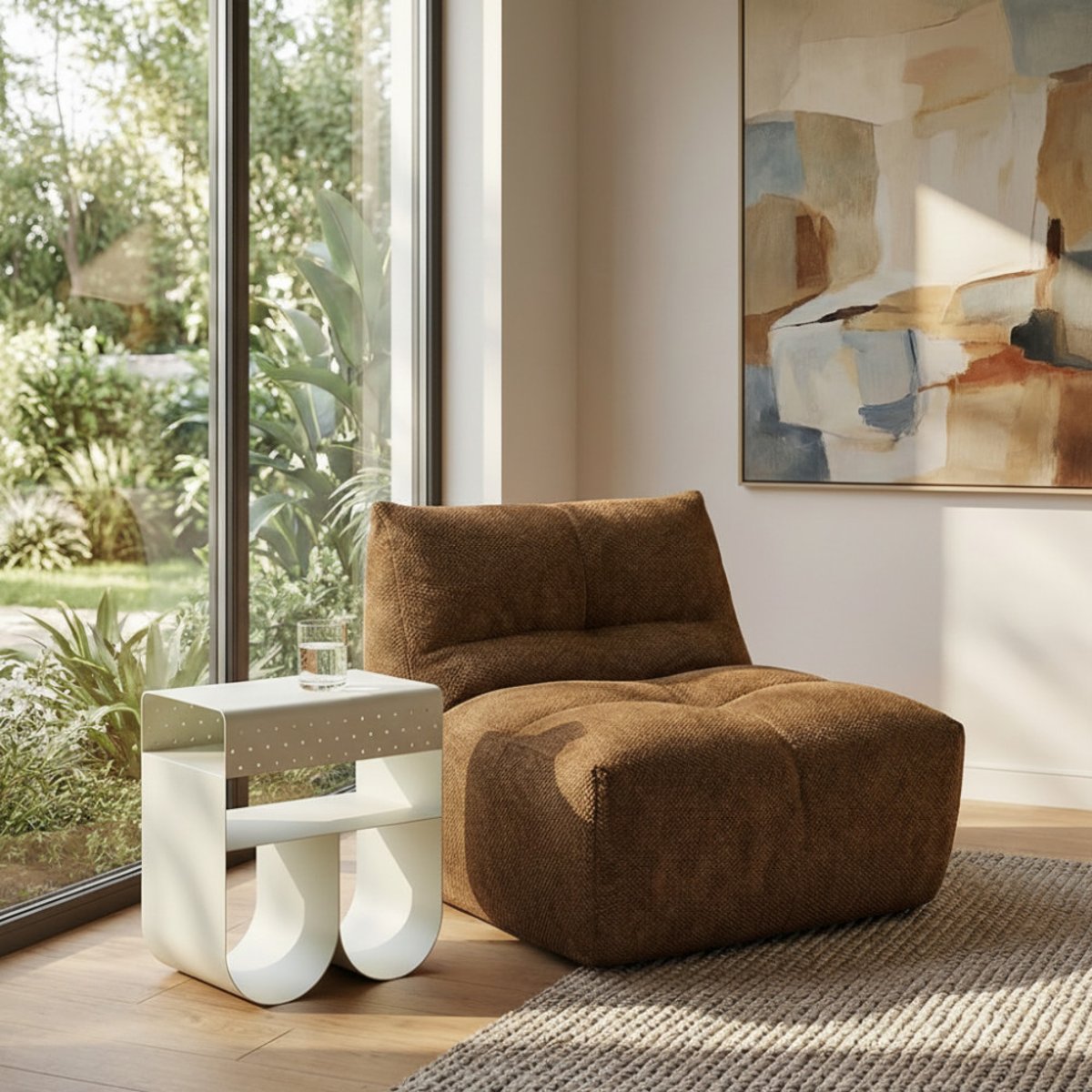 Table d'appoint en métal H48cm- CURL beige, DRAWER