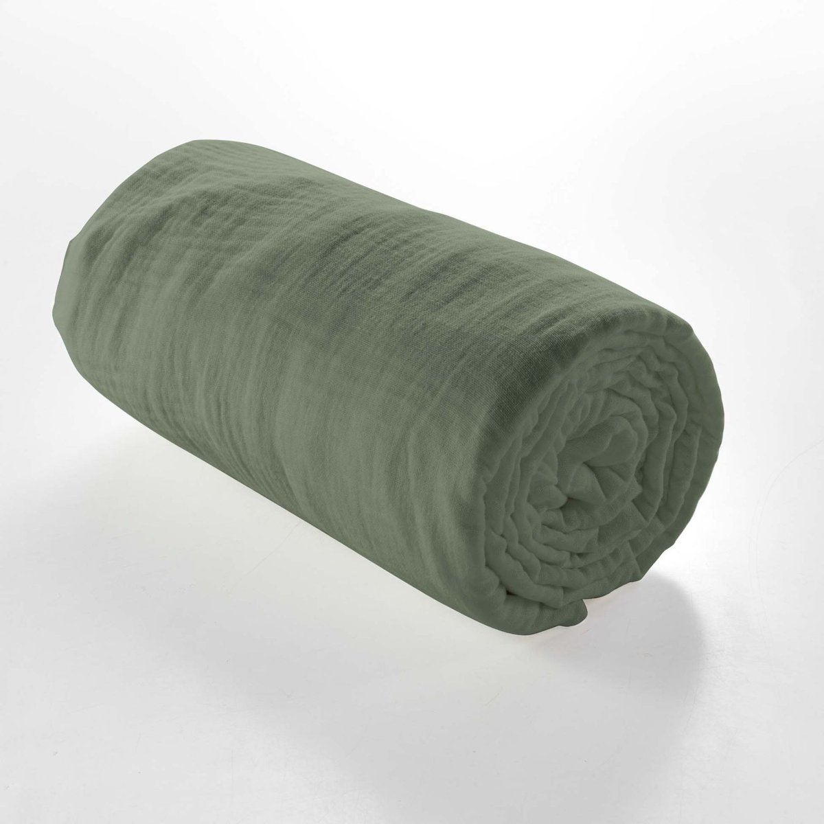 Drap housse double gaze de coton Angelia kaki, DOUCEUR D'INTÉRIEUR