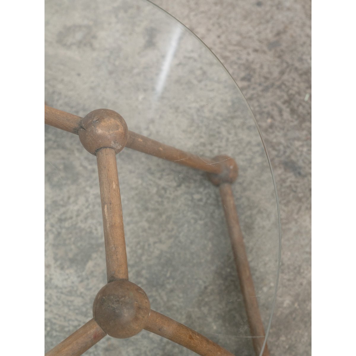 Table basse ronde en verre et bois Donna N°1071 - Bon état transparent, DEBONGOUT