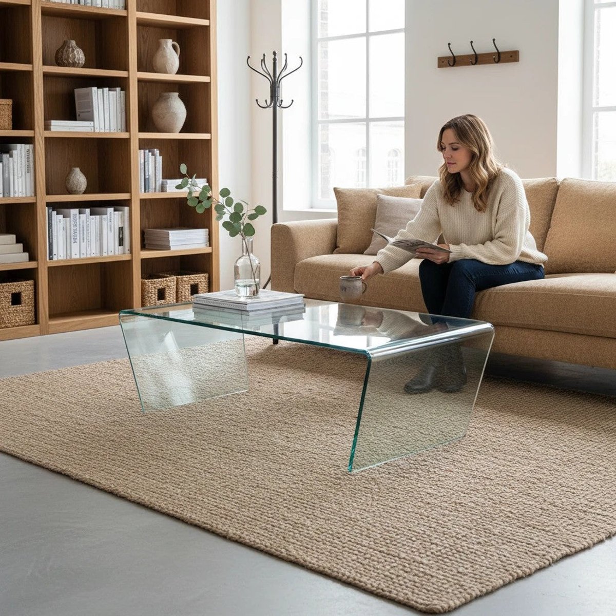 Table basse 120 cm en verre trempé transparent aucune, ZAGO