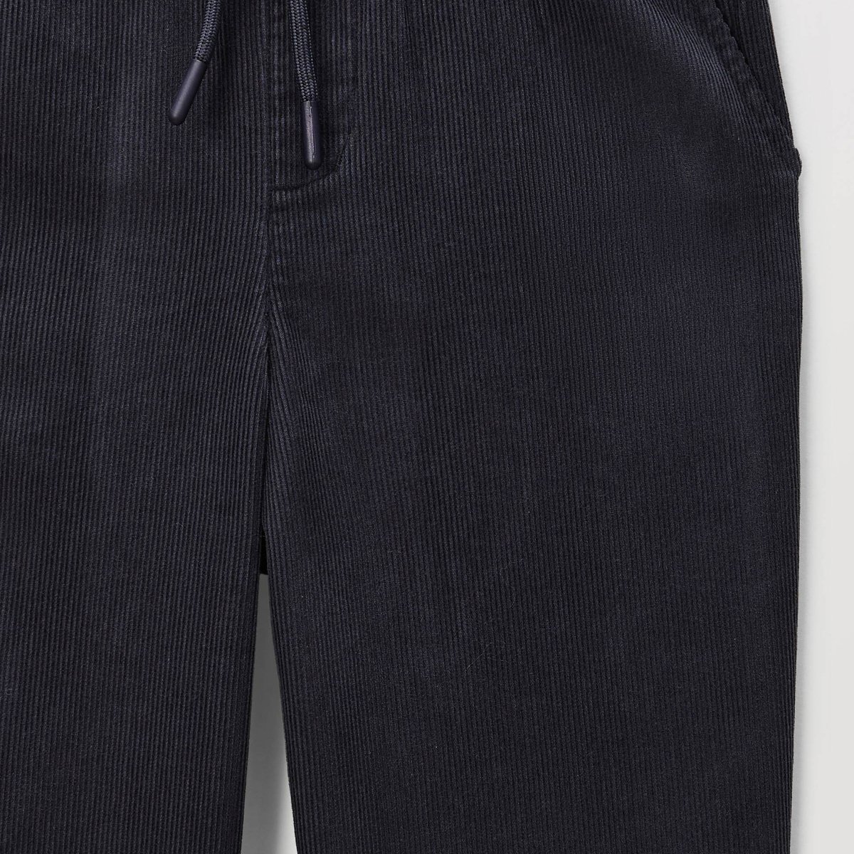 Pantalon taille élastiquée uni en coton marine, MONOPRIX
