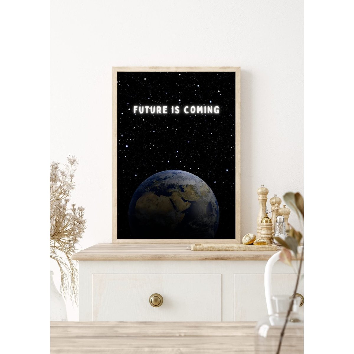 Affiche Motivation Inspirante The future is coming blanc, L'AFFICHERIE