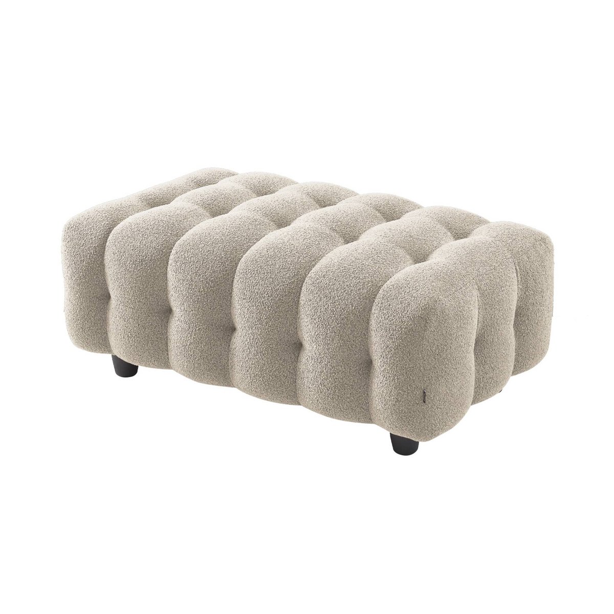 Pouf, repose-pieds pour canapé d'angle 3 places Leon bouclette texturée LEON beige, SWEEEK