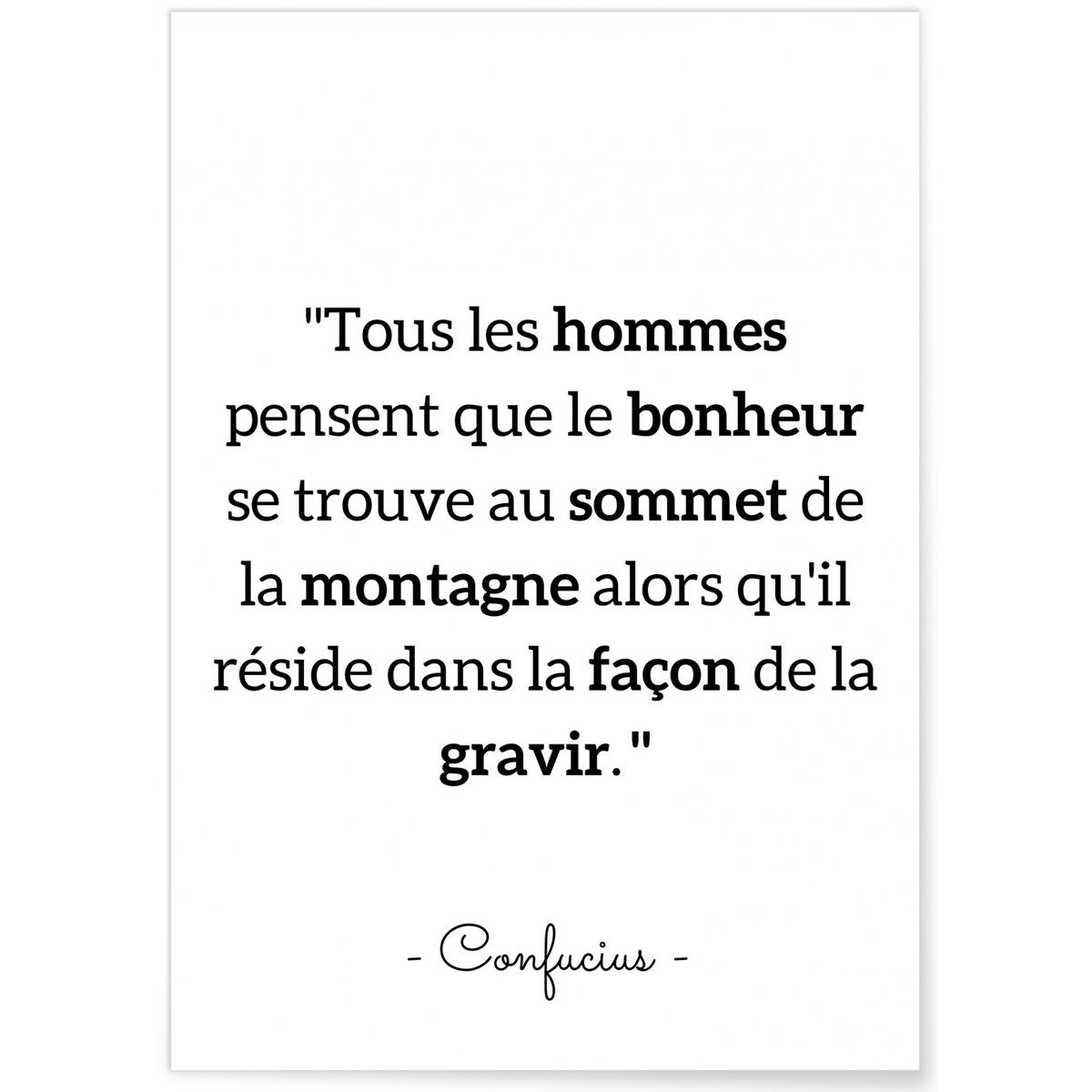 Affiche Confucius 'Tous les hommes pensent...' blanc, L'AFFICHERIE