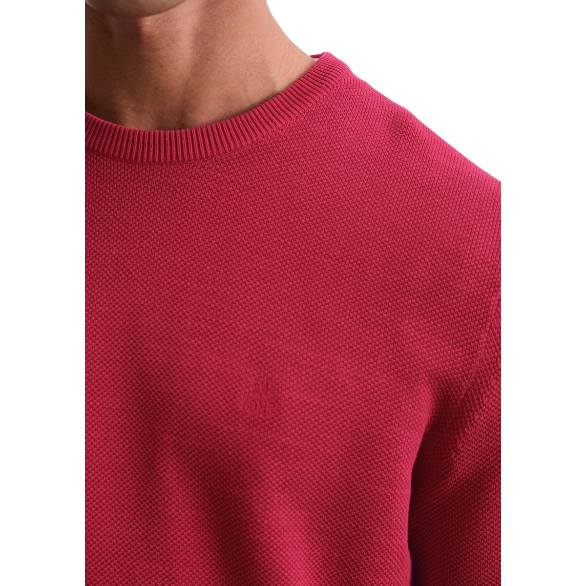 Pull-over regular en piqué de coton bio rouge clair, MARC O'POLO
