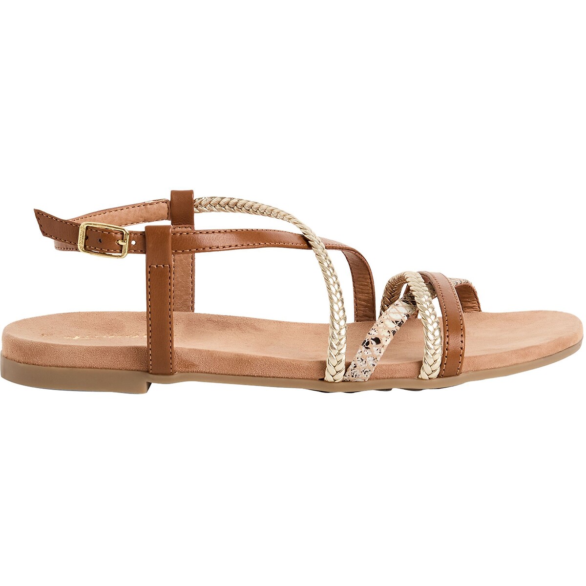 Sandali piatti multi cinturino cognac, TAMARIS