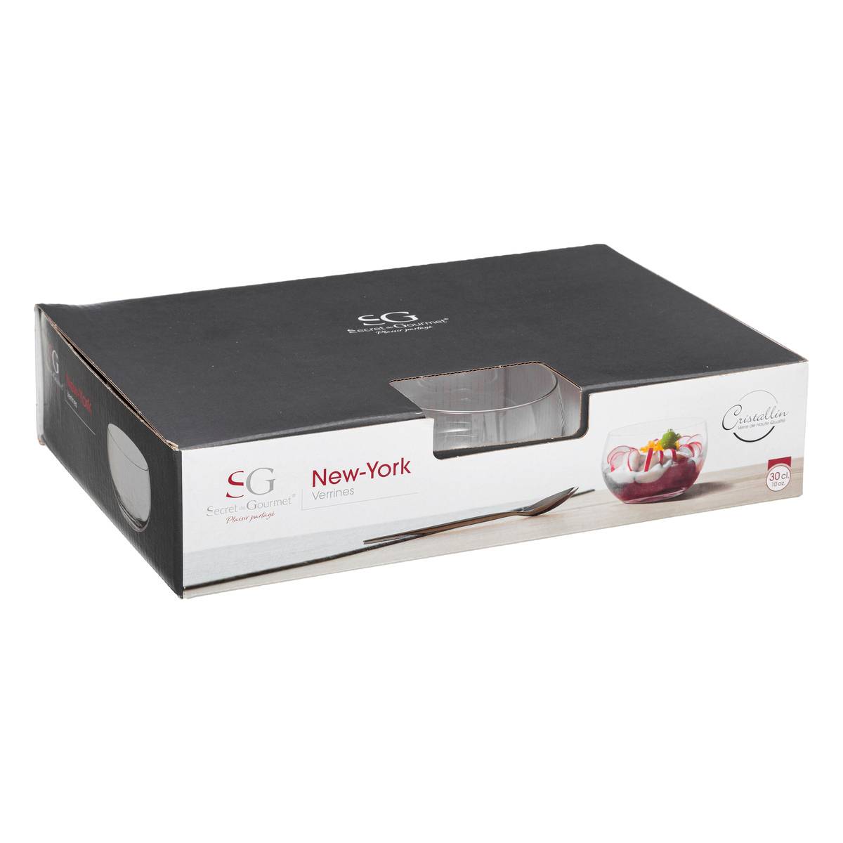Lot de 6 verrines en verre NEW YORK transparent, SECRET DE GOURMET