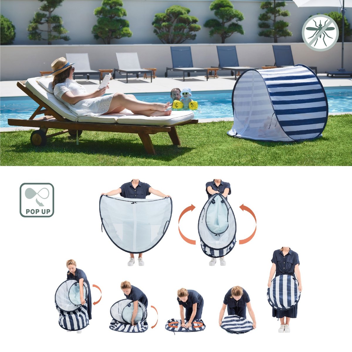 Tente protection uv haute protection 50 bleu foncé, BABYMOOV