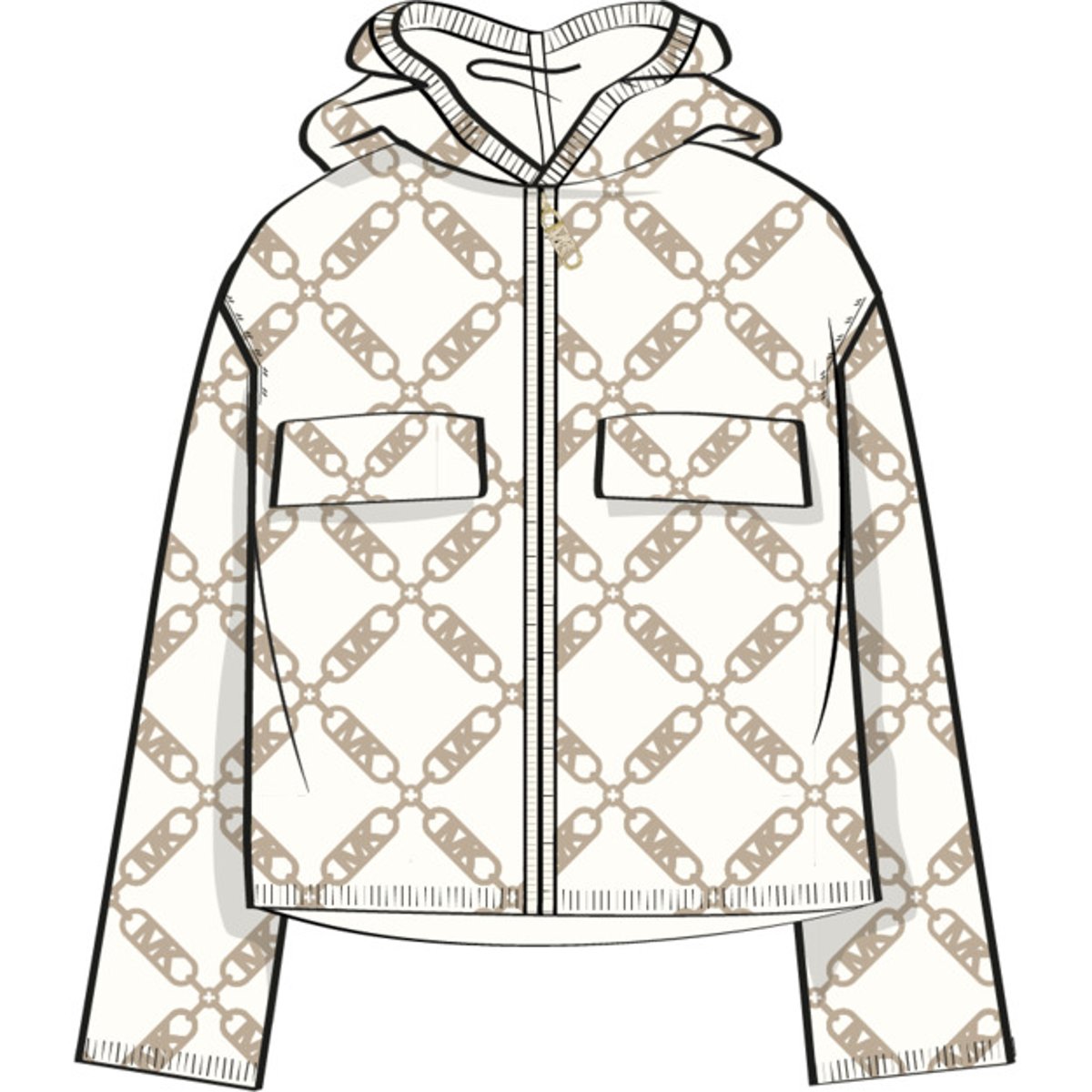 Cardigan à capuche ecru beige, MICHAEL KORS