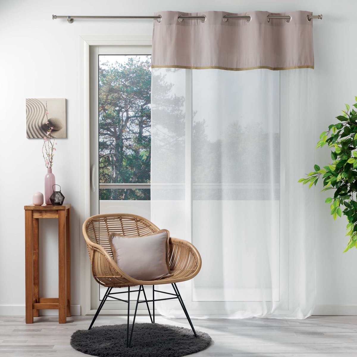 Rideau Voile 140x280cm Kelonia vert gris, EDEN
