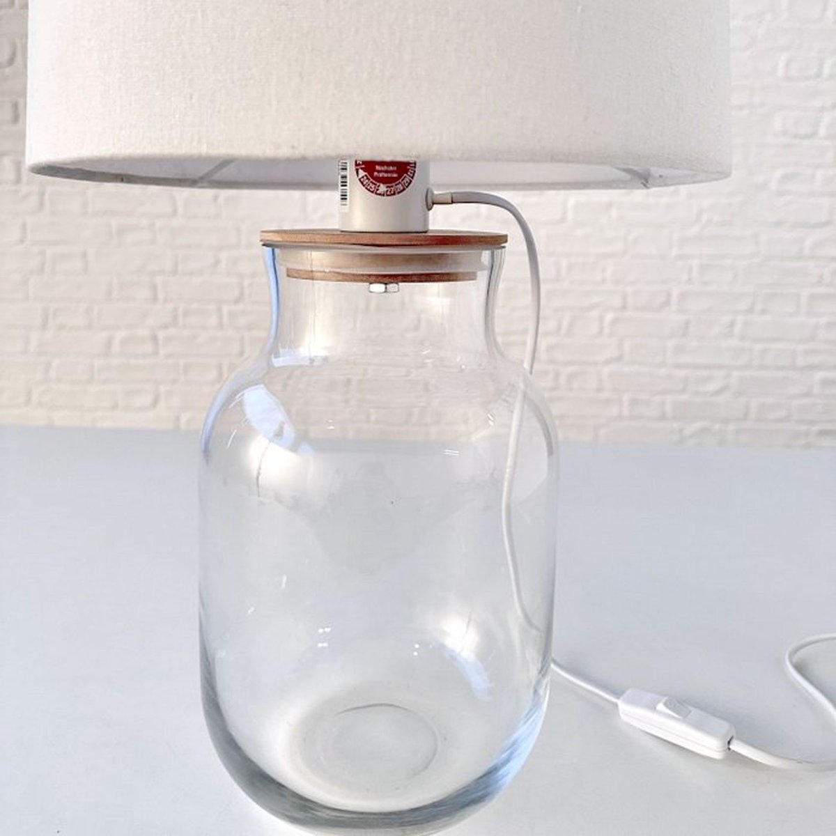 Lampe à poser vase verre transparent et abat-jour beige 30x30x51cm beige, WADIGA