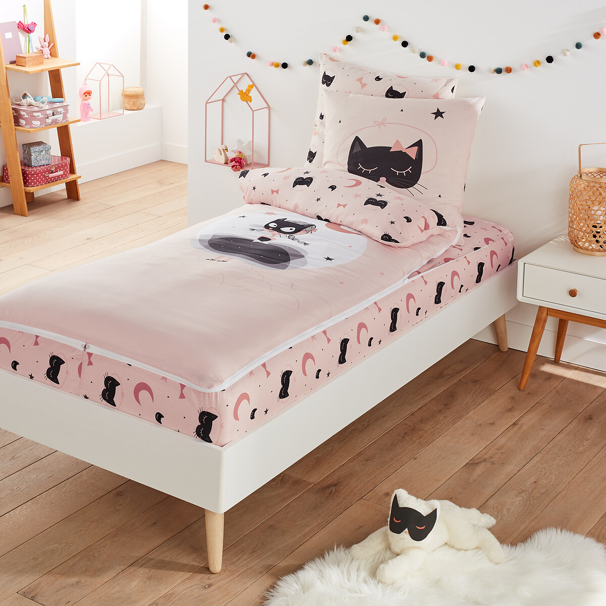 Cat Opera Bed Set Without Duvet print/pink background, LA REDOUTE INTERIEURS