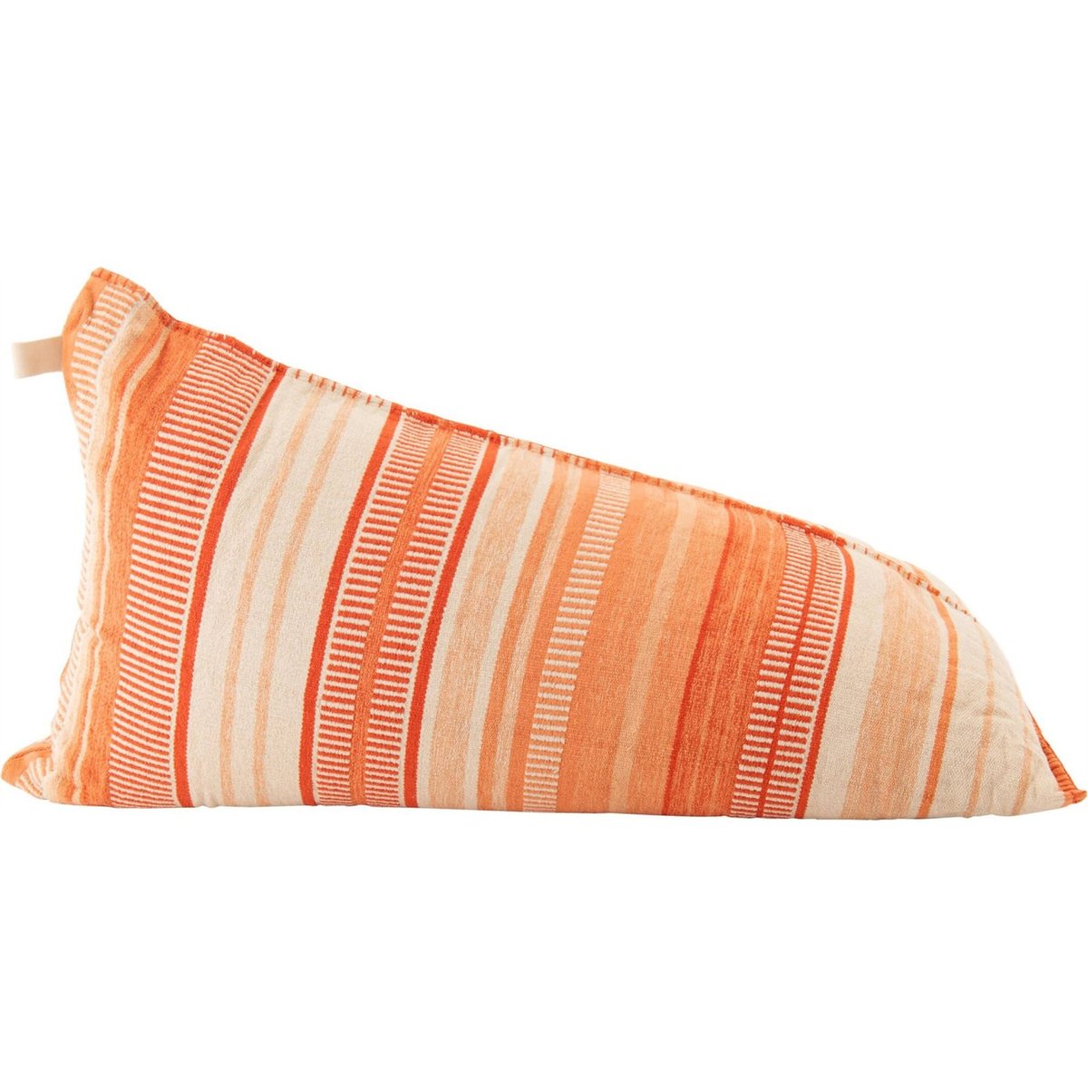 Pouf poire ligné en coton écru et orange foncé, RECOLLECTION