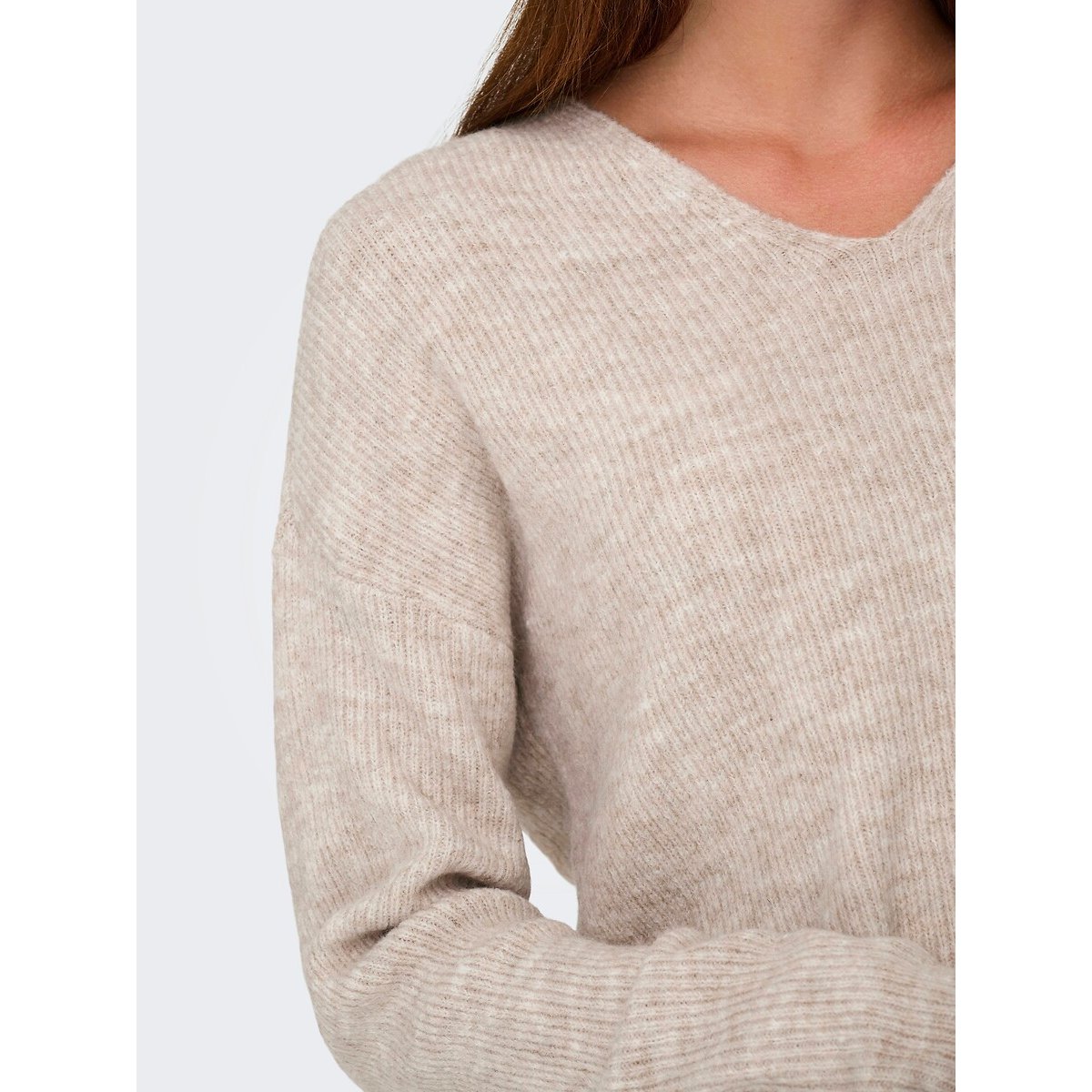 Pull maille mousseuse beige rosé, ONLY