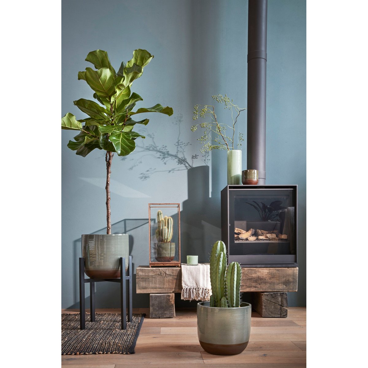 Support pour plantes H50 cm ASCOT XL noir, MICA DECORATIONS