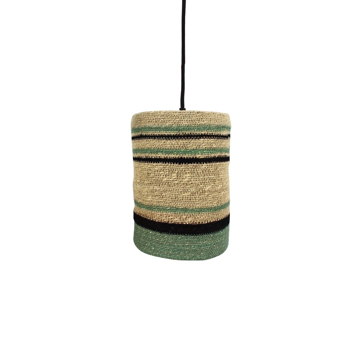 Suspension en jonc de mer, BARBADE naturel-vert, NOW'S HOME