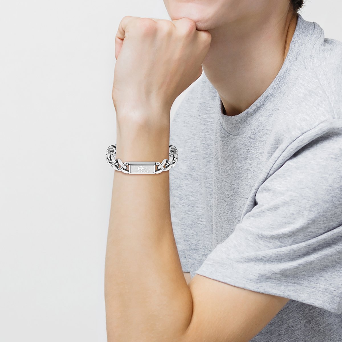 Bracelet Backhand argenté, LACOSTE