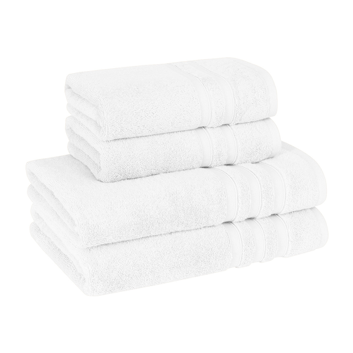 Ensemble Maxi bain 4 pièces (2 Maxi draps de bain + 2 serviettes) SENSILK blanc, SENSEI MAISON