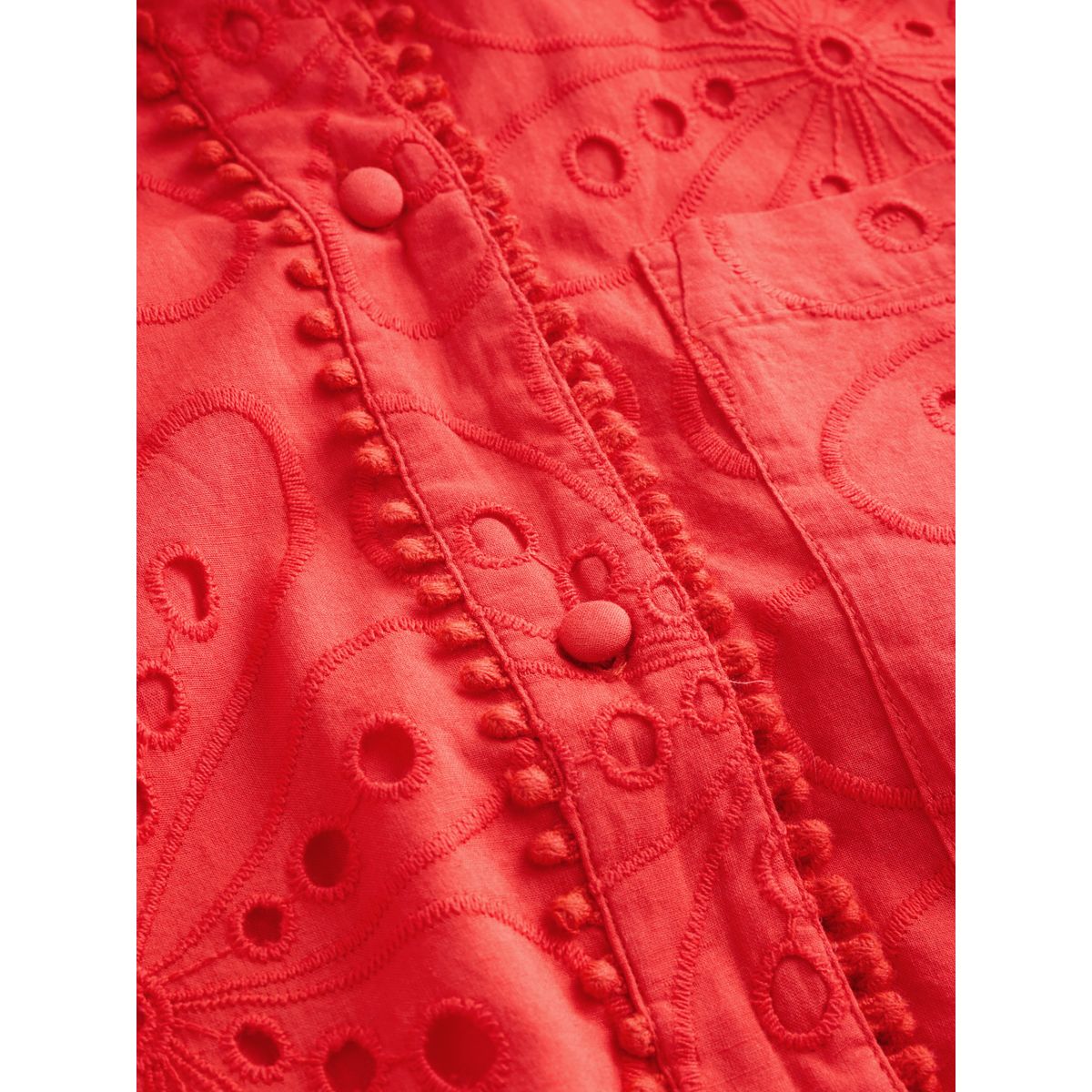 Robe chemise courte ajourée à nouer rouge, NEXT