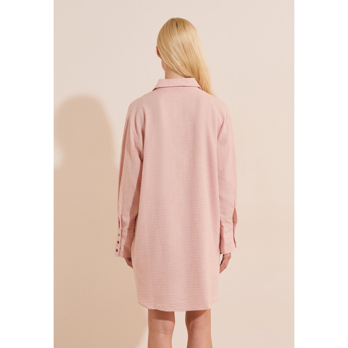 Chemise de nuit à carreaux en coton RAISA rose, ETAM