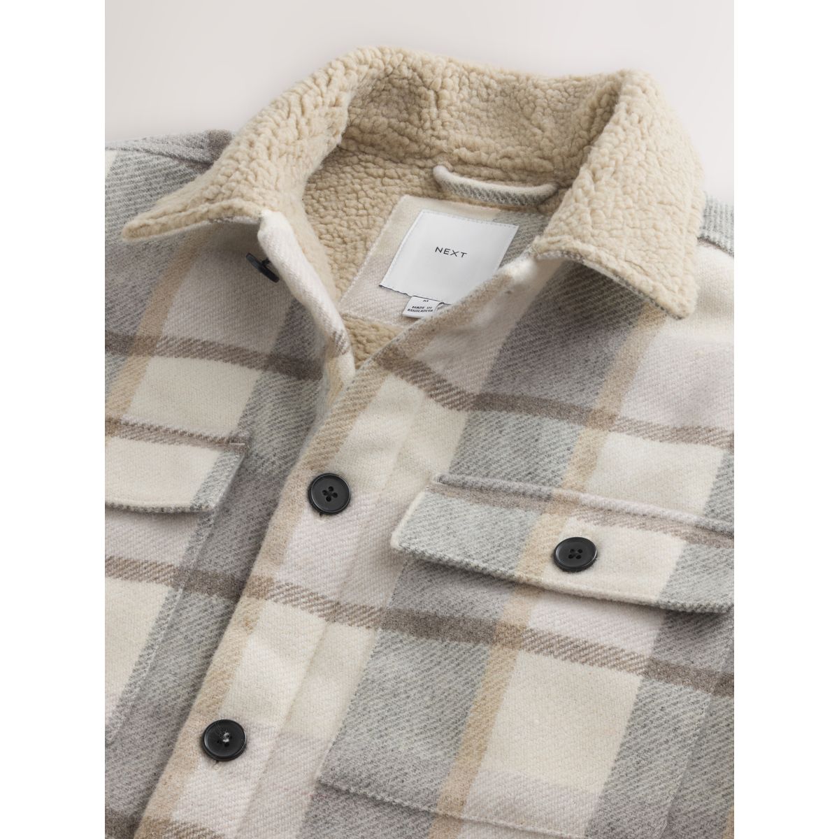 Veste-chemise à carreaux avec peau lainée naturel, NEXT
