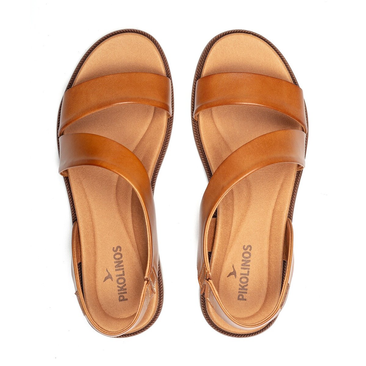 Sandali piatti in pelle Navia cognac, PIKOLINOS