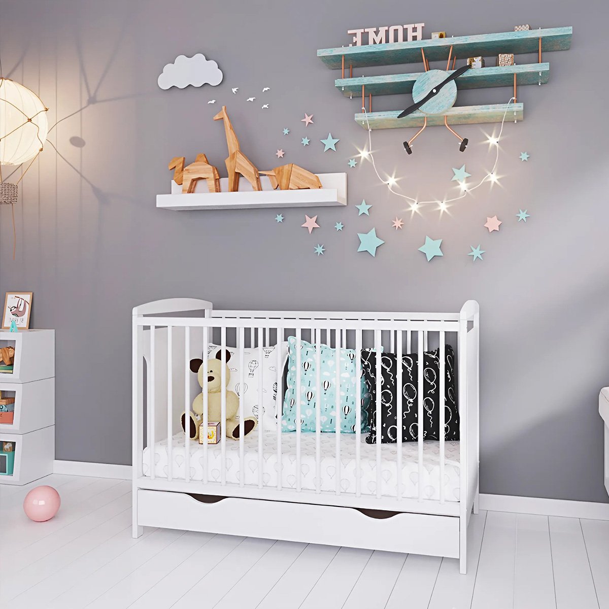 Lit bébé évolutif Margot - Design sobre - Grandit avec l'enfant blanc, MINEA