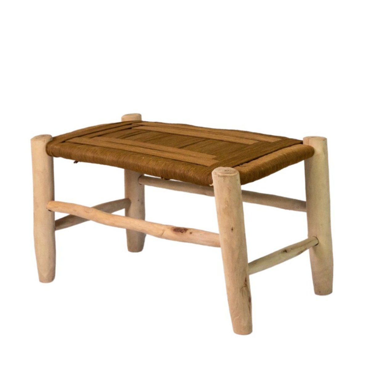 Moyen banc en corde et bois d'eucalyptus ROUCOU naturel et camel, HYDILE