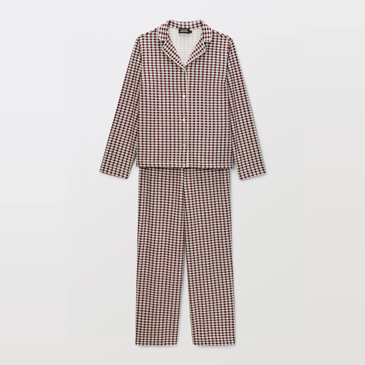 Pyjama à carreaux en coton ecru, MONOPRIX