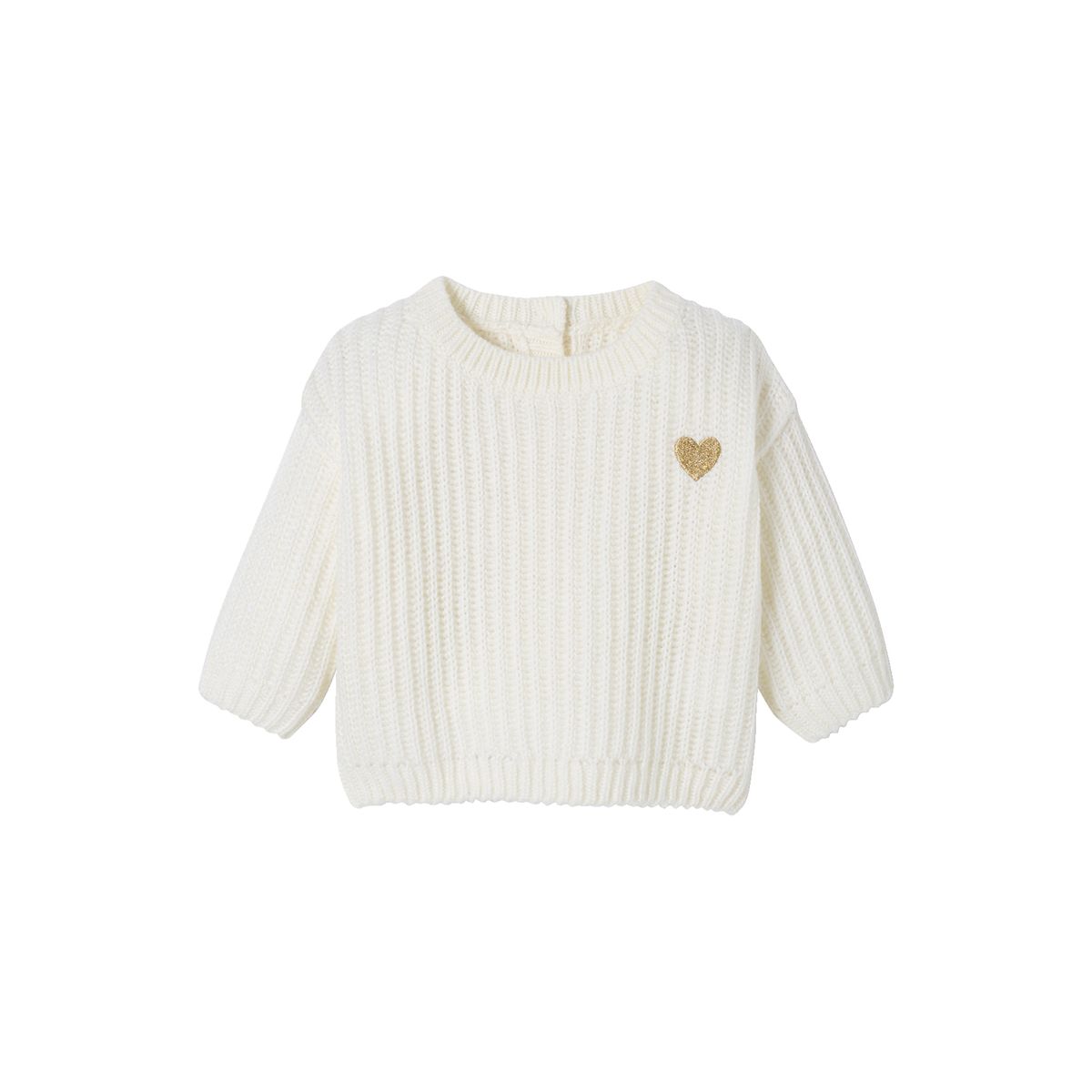 Pull tricot coeur doré ivoire, VERTBAUDET