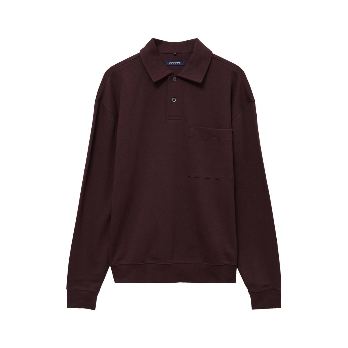 Polo ample manches longues col polo marron foncé, BONOBO