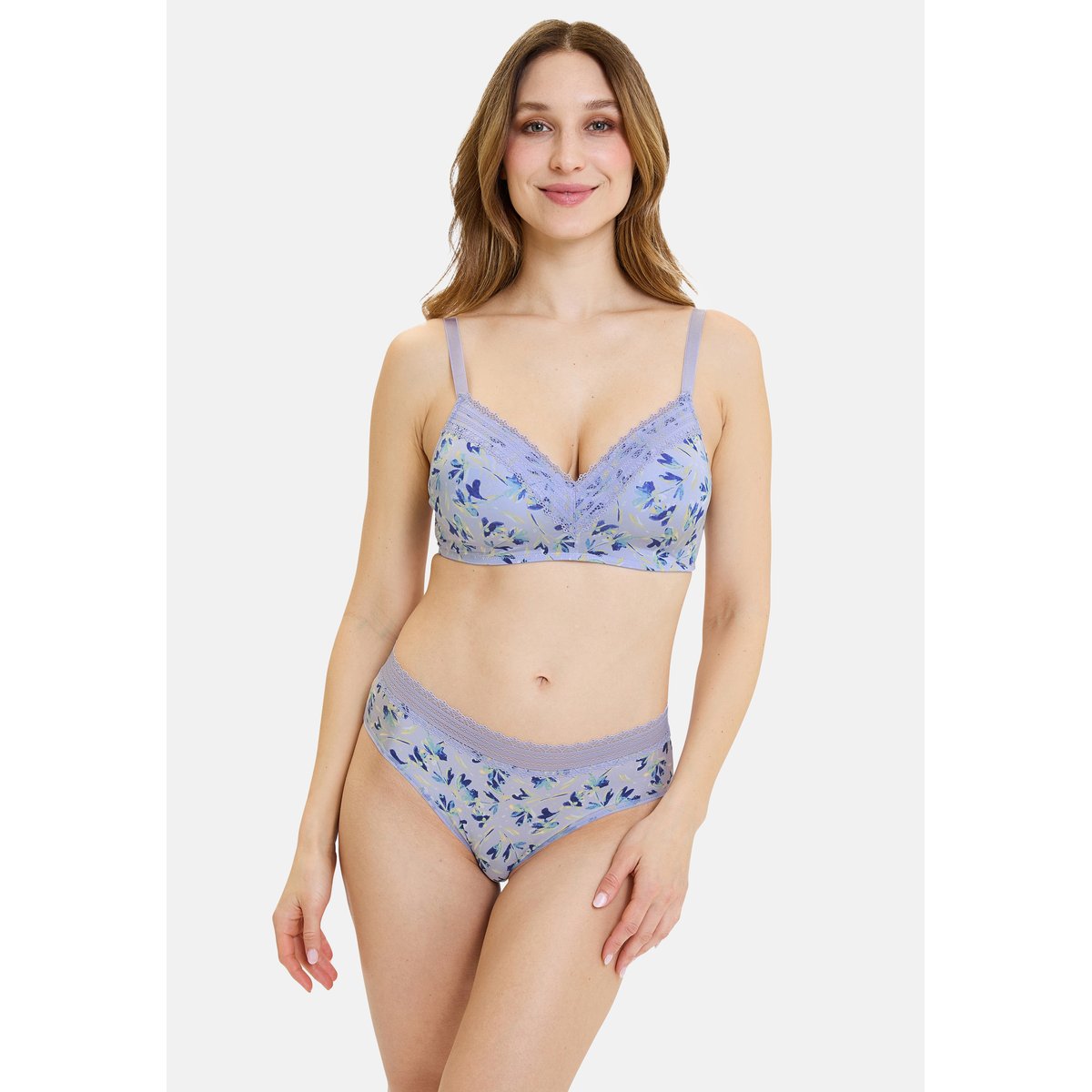 Brassière AGATHE FANTAISIE fleurs mauves, SANS COMPLEXE