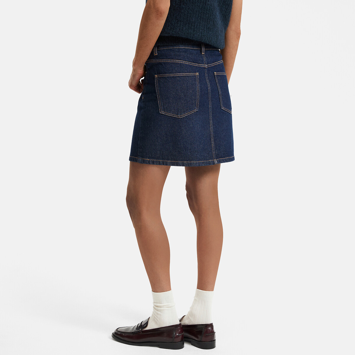 Jupe courte en denim bleu brut, LA REDOUTE COLLECTIONS