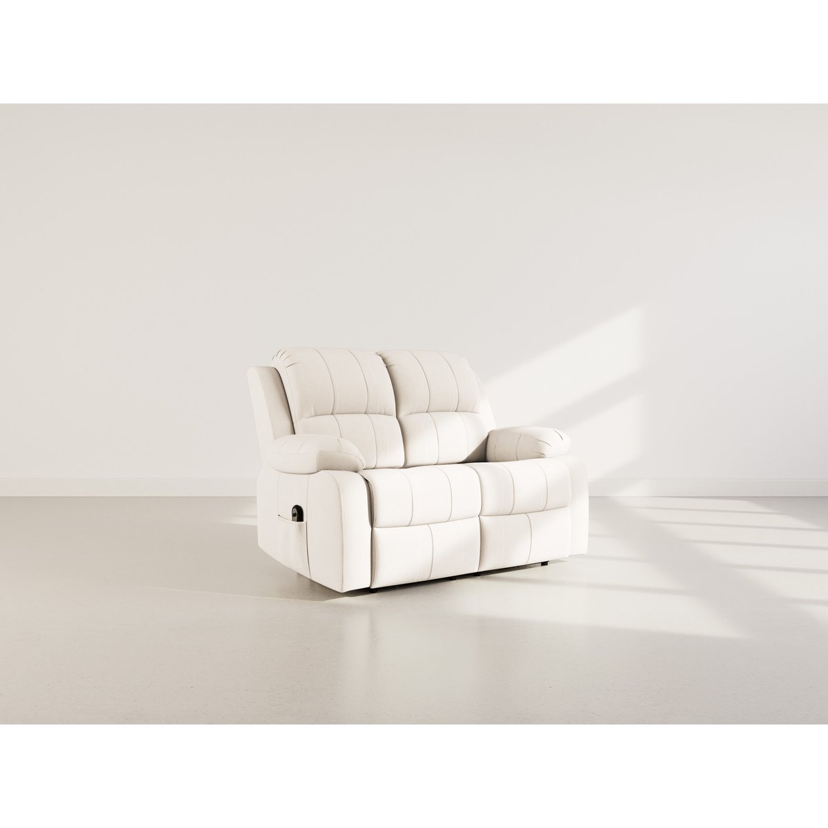 Canapé relax électrique velours côtelé 2pl, ARMAND beige, BEST MOBILIER