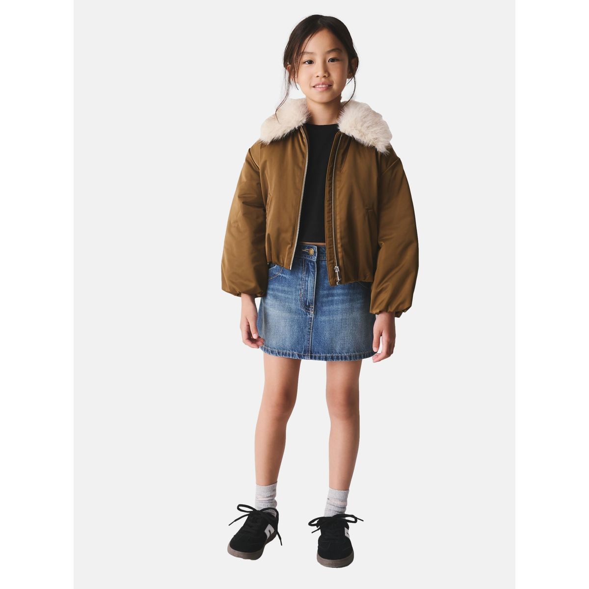 Blouson aviateur en satin vert olive, NEXT