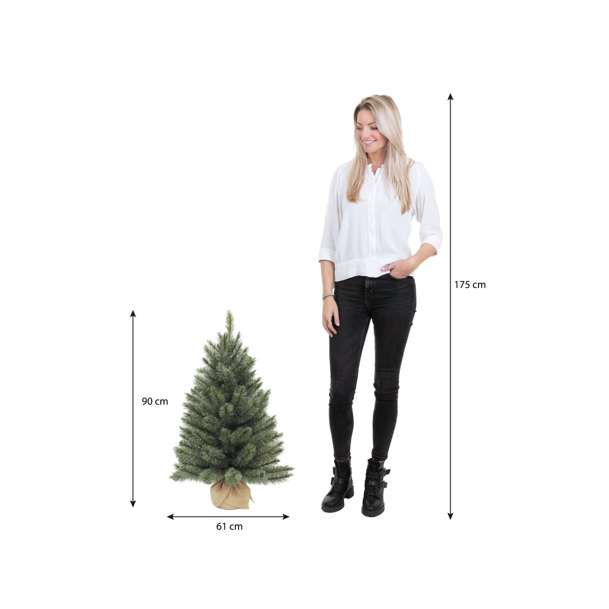 Sapin de Noël artificiel dans un sac en jute H90 cm FOREST FROSTED vert, TRIUMPH TREE