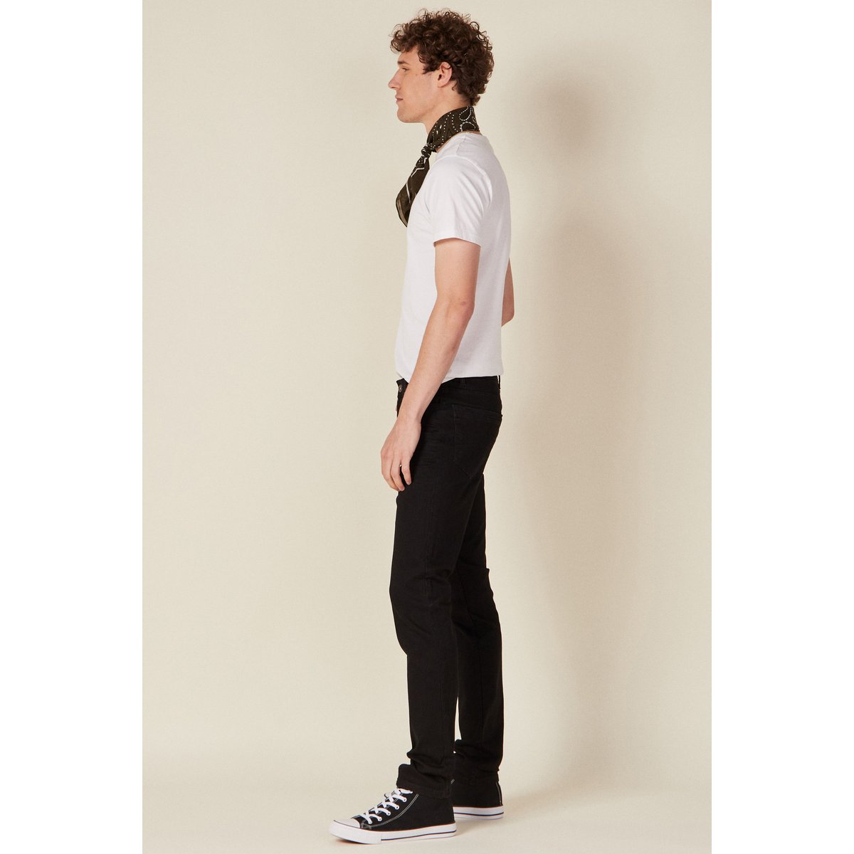 Jeans slim stretch longueur 34 denim noir, BONOBO