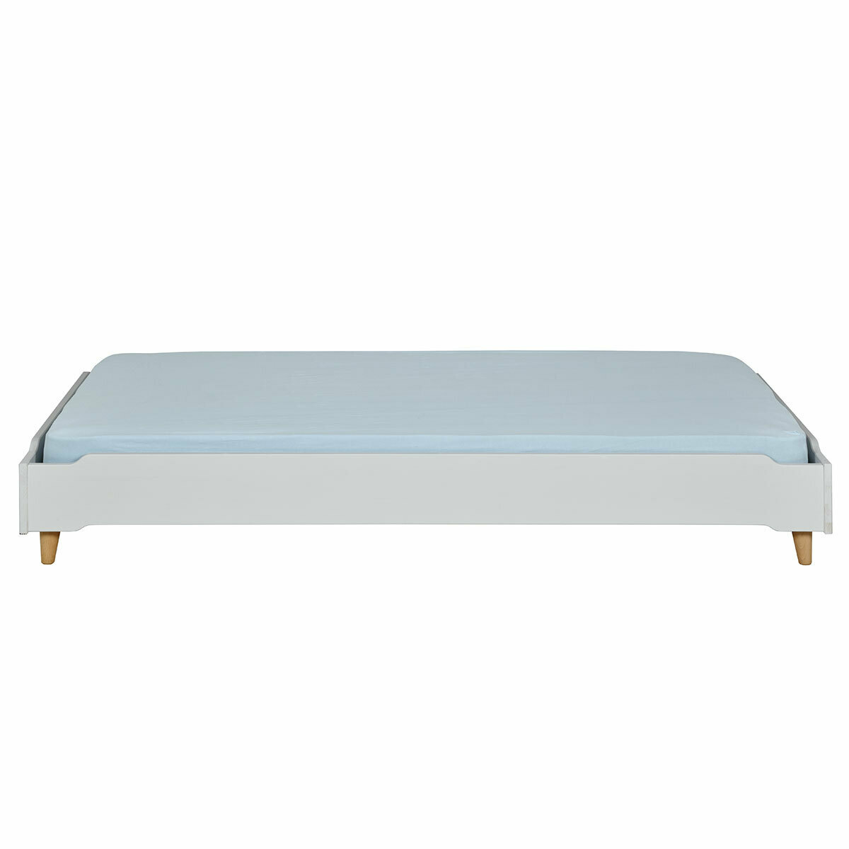 Lit empilable avec pieds et matelas Bois massif  JELLY gris, AKITEN RETAIL