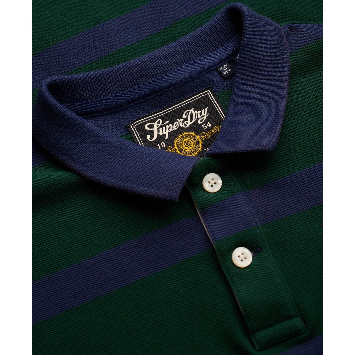 Polo Crest Stripe rayure vert/marine, SUPERDRY