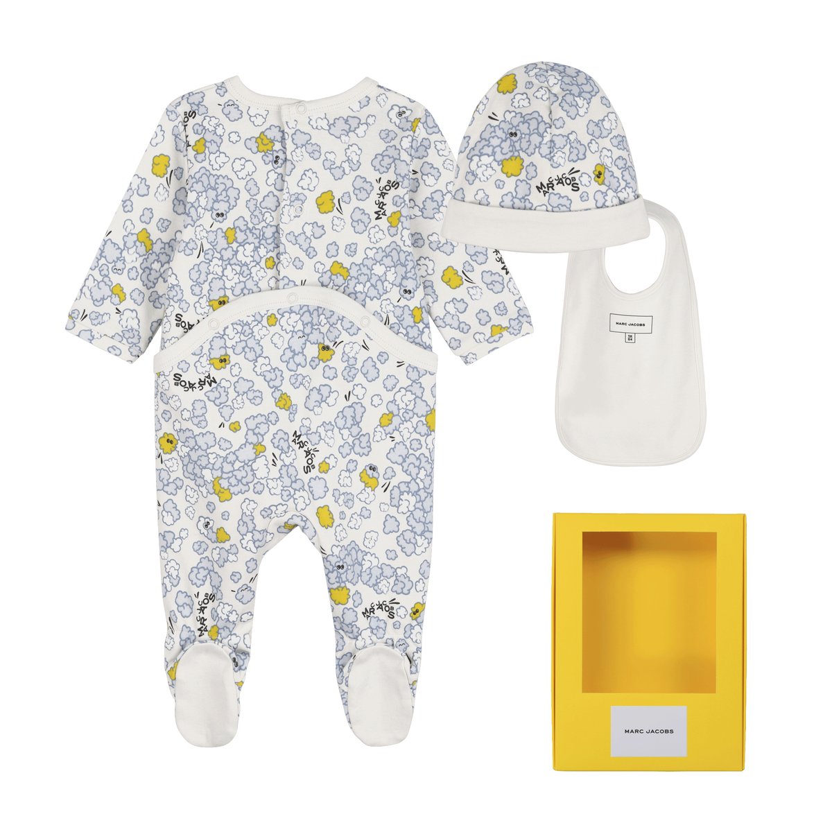 Ensemble pyjama, bonnet et bavoir creme, MARC JACOBS