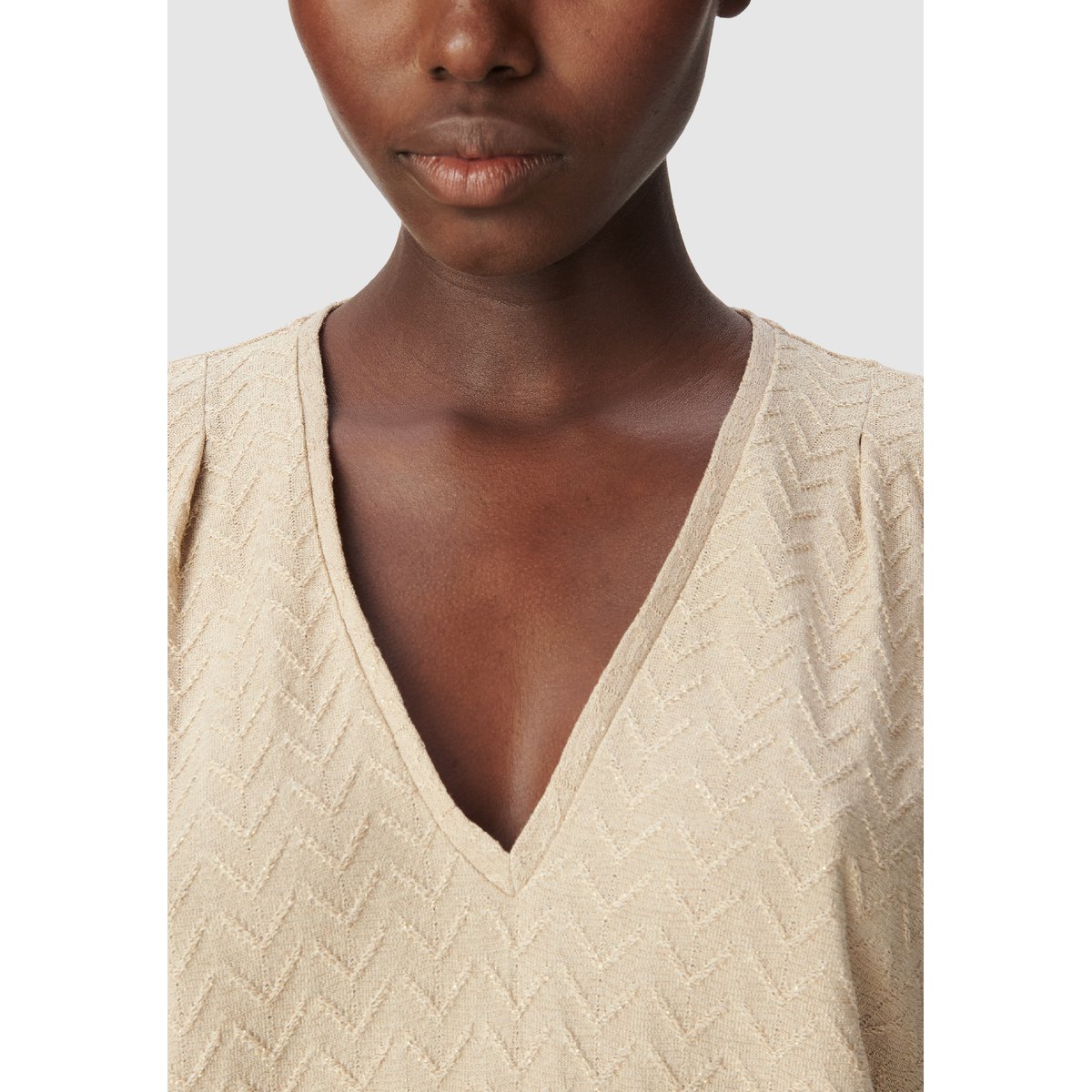 Tee-shirt loose tricot fil textile fantaisie champagne, IKKS